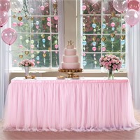 6ft Pink Tulle Table Skirt