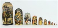 (9) Hand Painted Russian Nesting Dolls