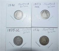(4) Seated Dimes