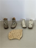 Vintage Button Baby Shoes & Hat