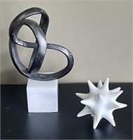 Twisted Metal Marble & Spikes Sphere Sculpture