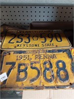 5 Single Pennsylvania Tag Plates-1951,1969, 1981
