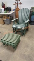 Outdoor Adirondack gliding chair and stool