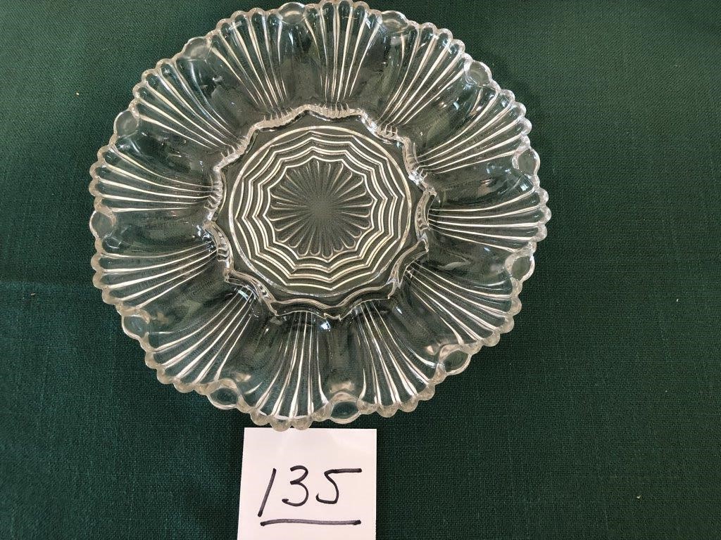 Glass deviled egg plate