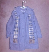 Ladies Sears wool blend coat w/ hood & scarf