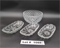 VINTAGAE CRYSTAL BOWL AND CELERY SERVING DISHES