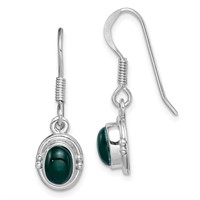 Sterling Silver-  Green Agate Dangle Earrings