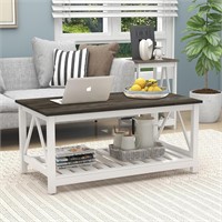 $110  Farmhouse Coffee Table, 2-Tier, Dark Oak