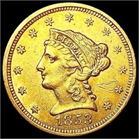 1853 $3 Gold Piece CHOICE AU