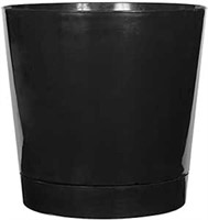 Full Depth Round Cylinder Pot, Glossy Black, 14"