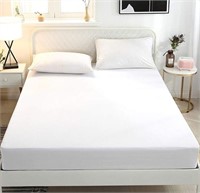 Single White Fitted Sheet-Queen