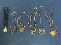 (6) Costume jewelry necklaces, 3 have matching