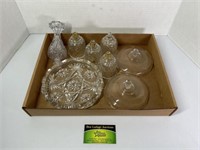 Clear Glass Candle Holders and Ashtray