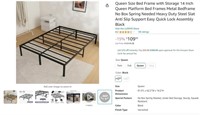 N3603 14" Metal Platform Bedframe, Black, Queen