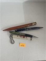 Vintage lead pencils and Royal cola keychain