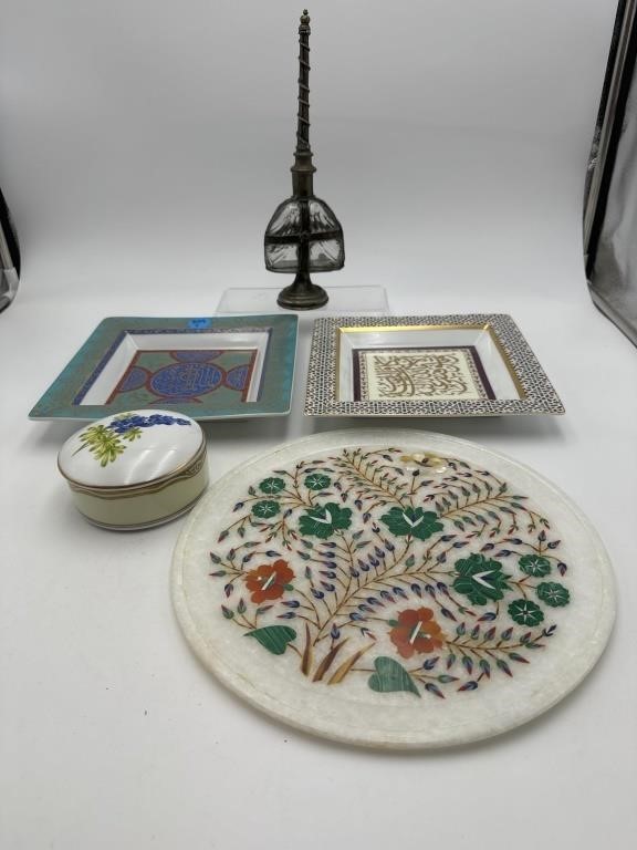 5 PC LOT OF COLLECTOR PLATES, PORCELAIN POWDER