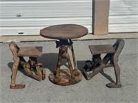 Antique African Tribal Figural Carved Table set