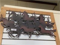 METAL WALL ART -- RUNNING HORSES -- 17" H X 33" W