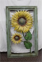 Metal framed sunflower garden decor, 30 X 48.5"H