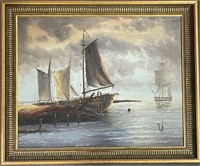 NICELY DETAILED SIGNED NAUTICAL OIL PAINTING