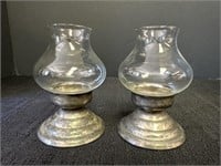Silver Plated Hurricane Candle Holders