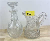 American Brilliant Cut Glass Pitcher and Decanter