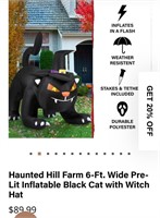 Haunted Hill Farm 6-Ft. Wide Pre- Lit  Black Cat
