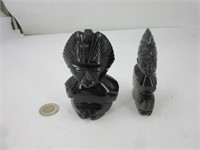 2 sculptures en obsidienne