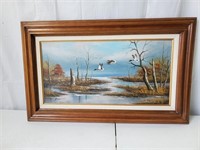 Signed Ducks Wall Art Painting Signed