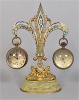 FRENCH BRONZE & CHAMPLEVE HANGING BALL CLOCK