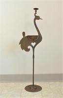 WROUGHT IRON OSTRICH SMOKING STAND