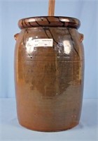 Brown Drip Glaze 5 Gallon Stoneware Churn