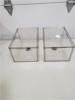 2 Clear plastic boxes with pull out drawers
