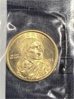 2005 uncirculated Sacajawea dollar coin