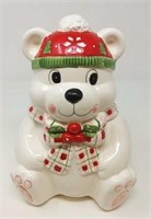 Christmas Snowflake Bear Musical Cookie Jar