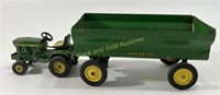 (2) Vintage ERTL John Deere Metal Tractor & Wagon