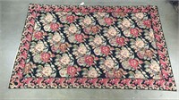 Beautiful vintage hand sewn wool floral rug