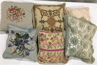 6 Throw Pillows (3 Needlepoint/1 Cross stitch/