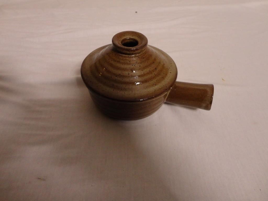 Vintage  Stoneware Pottery crock stewpot with Lid