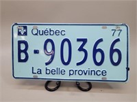1977 Quebec License Plate