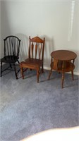(2) Chairs (1) round side table