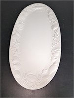 Large Oval Sea Shell Platter White Ceramic