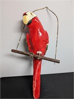 Paper Mache Parrot on Perch
