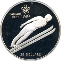 Silver 1985 Calgary Canada 1988 Olympic $20 Coin