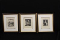 x3 Antique Framed Engravings TIMES THE COUNT