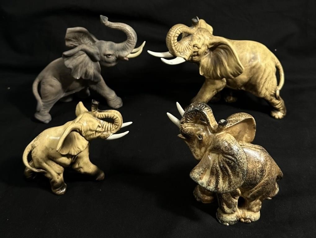 LOT OF 4 ELEPHANT TRUNKS UP COLLECTIBLE FIGURINES