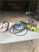 Sander, hedge trimmers, cord, chainsaw