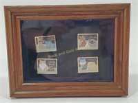 Collective Gold Toned Stamps with Frame