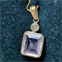 $1600 14K  Morganite(3.4ct) Diamond(0.2ct) Pendant