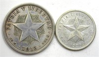 1915 1920 20c 50c Cuba 2 Pc Lot